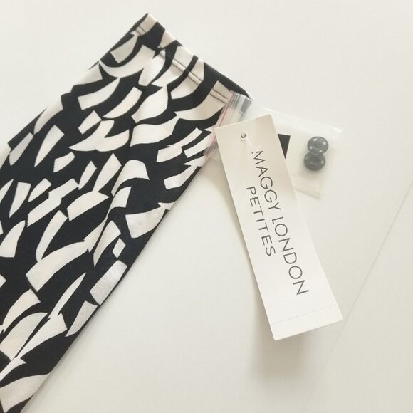!NEW! MAGGY LONDON Wrap Dress Black and White Print Elegant and Versatil - Picture 7 of 7
